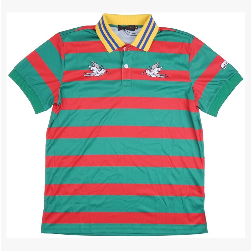 Karter collection green red stripe polo shirt